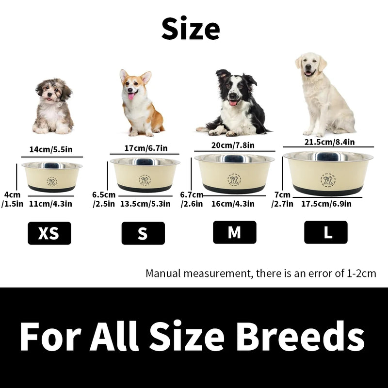 1PC Non-Slip Stainless Steel Dog Food Bowl Cat Bowl Anti-Tip Non-Slip Pet Bowl