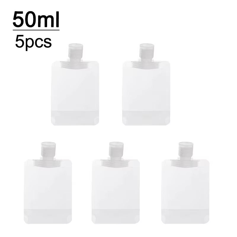 New 5Pcs 30Ml/50Ml/100Ml Refillable Travel Boats Empty Cosmetic Container Travel Bottles Liquid Cosmetic Storage Pouches FZP02