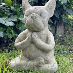 Yoga Pose Meditation Dog Resin Statue Ornaments Waterproof Prayer Zen French Bulldog Sculpture Crafts Garden Decoration Figurine