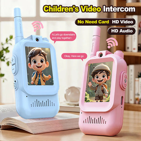 Children'S Video Intercom 2-Inch High-Definition Screen Rechargeable Voice Fonts One-Click Call Cartoon Intercom Gift for Kids