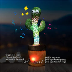 Dancing Talking Singing Shaking Cactus Kids Gift Plush Doll USB Charging Toy