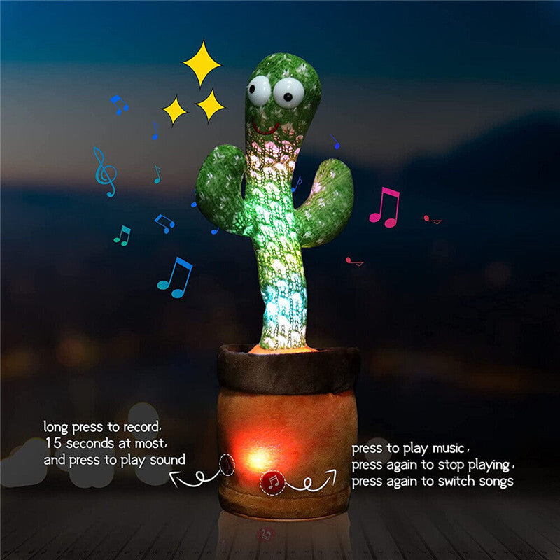 Dancing Talking Singing Shaking Cactus Kids Gift Plush Doll USB Charging Toy