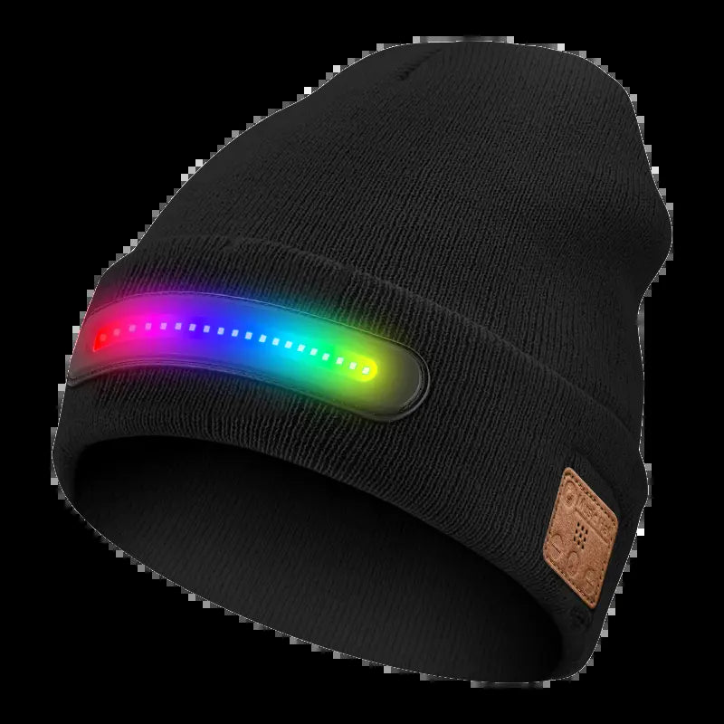 Bluetooth Beanie with LED Headlight and Removable Speaker, USB Rechargeable Warm Hat LED Hat for Music and Calling, Sport,Outdoor,Unisex Birthday Gift