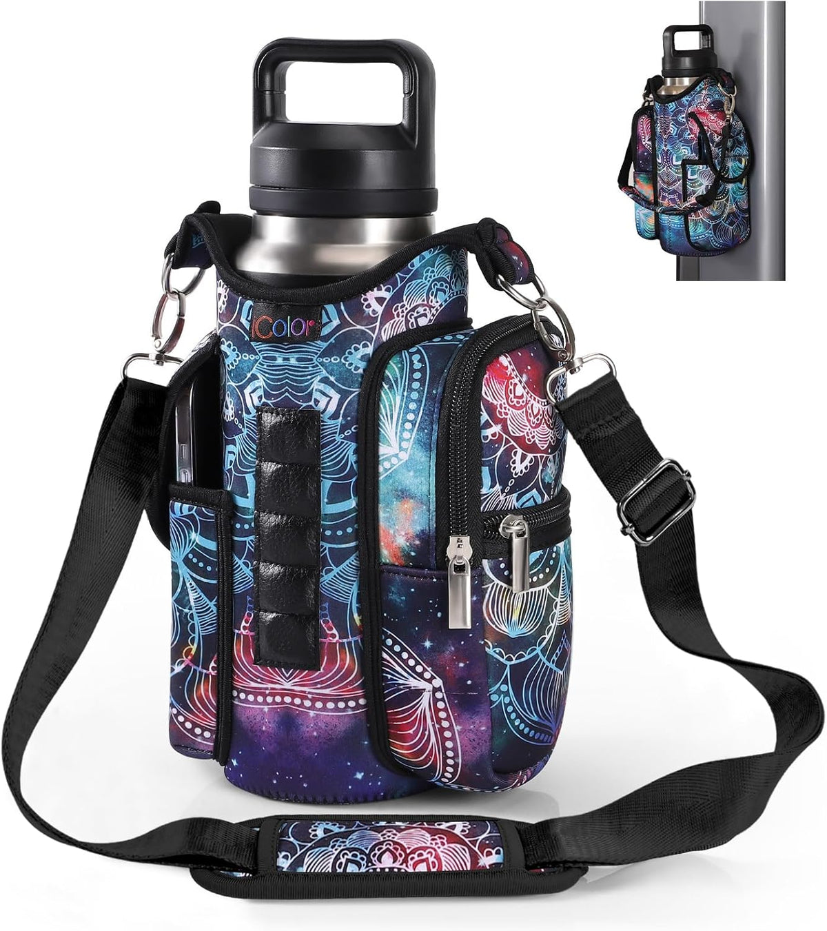 Magnetic Gym Water Bottle Bag with Phone Pocket & Adjustable Strap