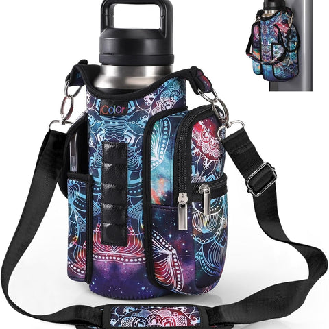Magnetic Gym Water Bottle Bag with Phone Pocket & Adjustable Strap