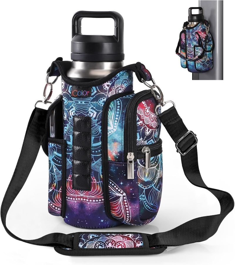 Magnetic Gym Water Bottle Bag with Phone Pocket & Adjustable Strap