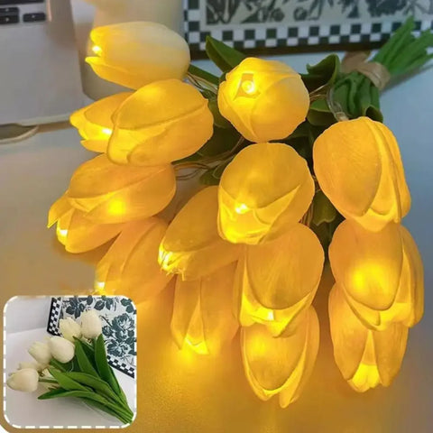 5/10Pcs LED Tulips Bouquet Night Light for Home Garden Artificial Flowers PU Tulip Fake Flower Decoration Wedding Birthday Gift