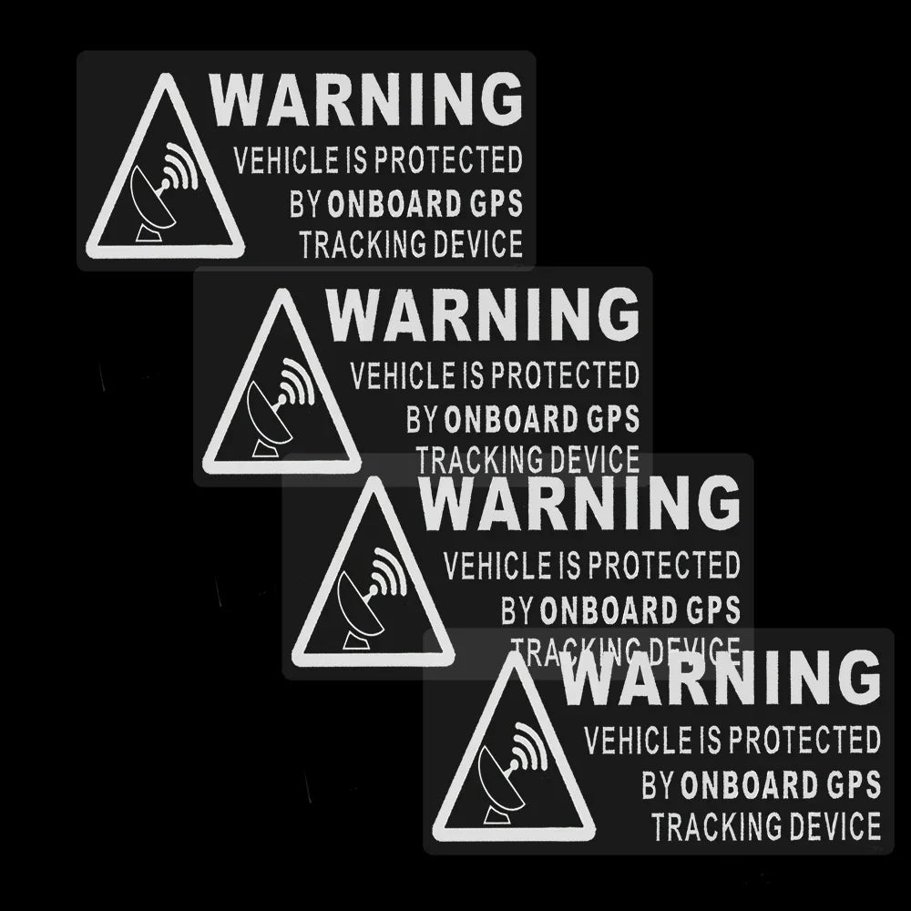 4X WARNING on Board GPS Tracking Device Vehicle Sign Sticker Protected by Car Van Boat Taxi Safety Alarm Dash Decal