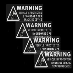 4X WARNING on Board GPS Tracking Device Vehicle Sign Sticker Protected by Car Van Boat Taxi Safety Alarm Dash Decal