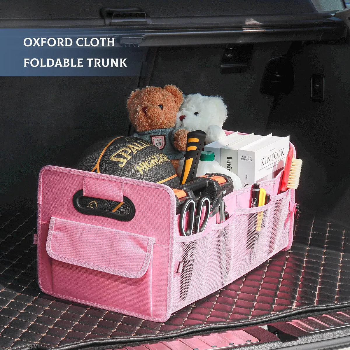 Standard Size Car Trunk Organizer Car Storage with 9 Pockets Collapsible Multi Compartment Waterproof Adjustable Straps for SUV, Truck, Sedan, Minivan
