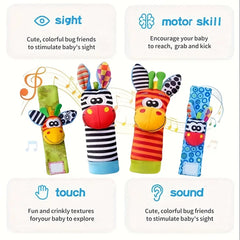 2/4 Counts Interactive Sensory Baby Toys with Sound, Cute Plush Toys and Infant Rattles, Perfect Gifts for Halloween, Christmas and Thanksgiving