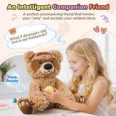 MOREXIMI AI Talking Teddy Bear – Chatgpt Powered Interactive Plush Toy with Magnetic Safety Core, Real-Time Voice Learning & Storytelling Companion for Kids Ages 3+