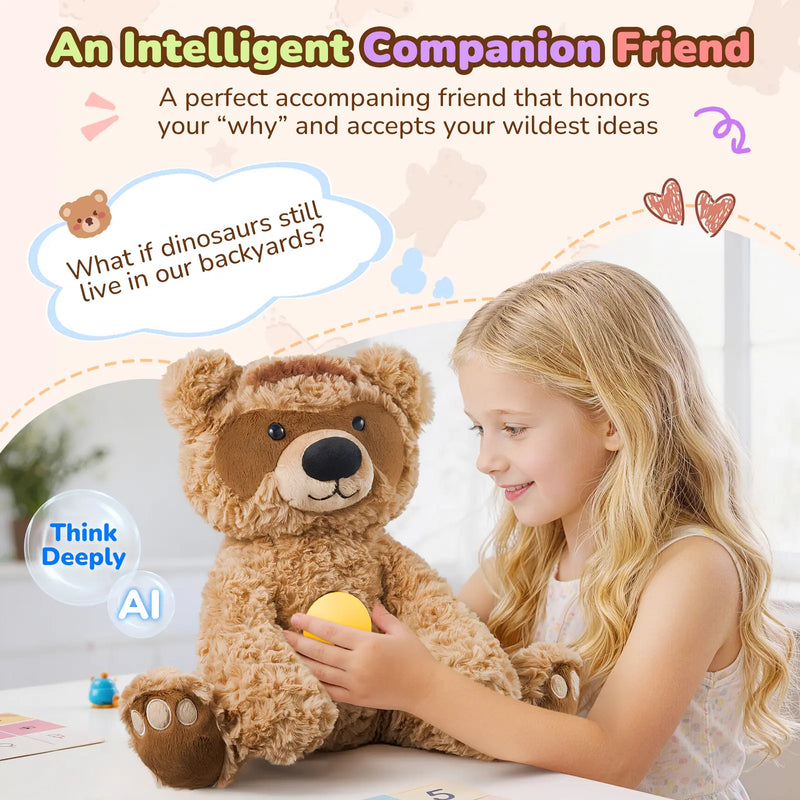 MOREXIMI AI Talking Teddy Bear – Chatgpt Powered Interactive Plush Toy with Magnetic Safety Core, Real-Time Voice Learning & Storytelling Companion for Kids Ages 3+