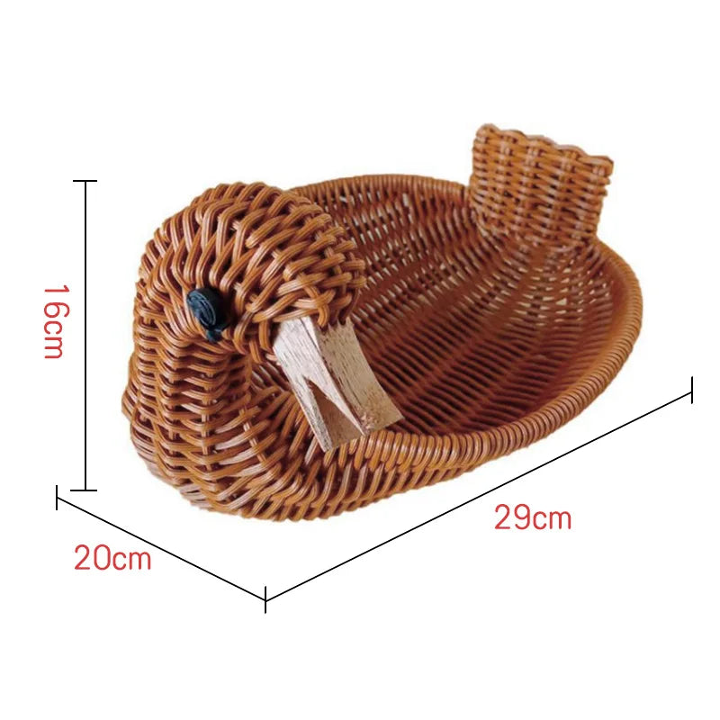 Simulated Animal Imitation Rattan Woven Storage Basket Household Storage Decoration Decoration Fruit Toy Basket Handmade Crafts