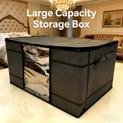 3-Piece Set Foldable Bedding Storage Bags – Non-Woven Clear Window Bins for Sheets, Toys, Blankets & Clothes – Closet & Home Storage Clothes Storage Organizer