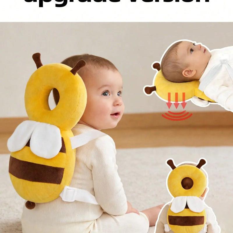 Baby Head Protector Cushion Backpack Harness for Walking & Crawling, Christmas Elements, Adjustable Newborn Toddler Safety Gear, Bee Design, Cute