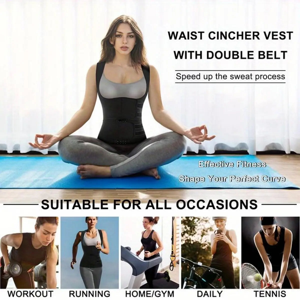 Women’S Thermal Training Vest with Adjustable Support – Secure Fit & Comfort for Gym, Running & Everyday Active Wear – Womenswear Postpartum Shapewear Black