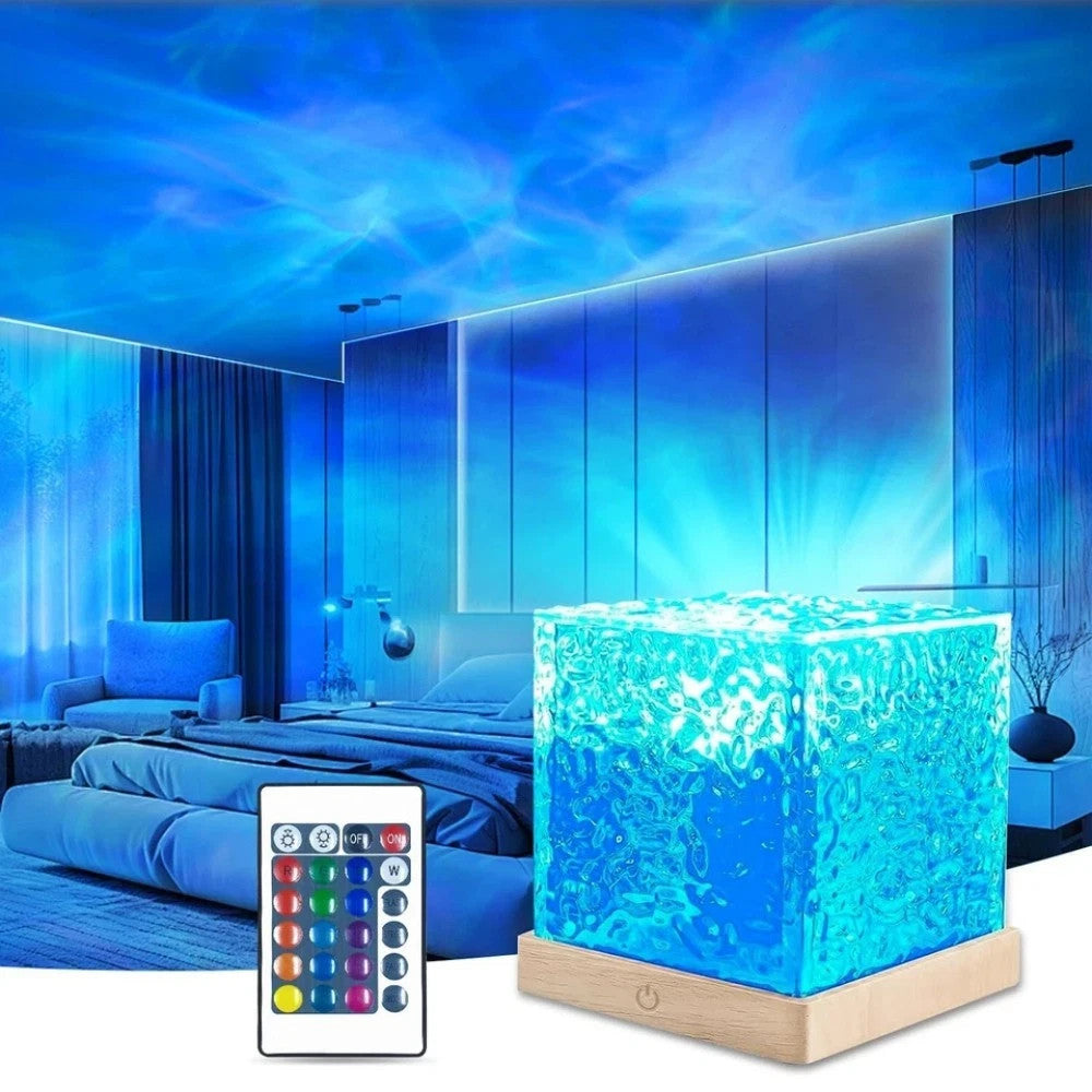 RGB Cube Northern Lights 16 Colour Aurora Projector Lamp Ocean Wave Night Lights