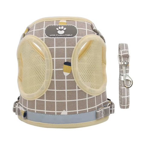 Dog and Cat Harness Reflective Puppy Kitten Collars Breathable Mesh Vest Adjustable Small Dog Cat Vest Harnesses Leash Pug Pet Supplies