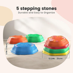 Light-Up Musical Stepping Stones for Kids, 5-Piece Set, Non-Slip Sensory Balance Stones for Toddlers, Indoor & Outdoor Play, Perfect for Ages 3+