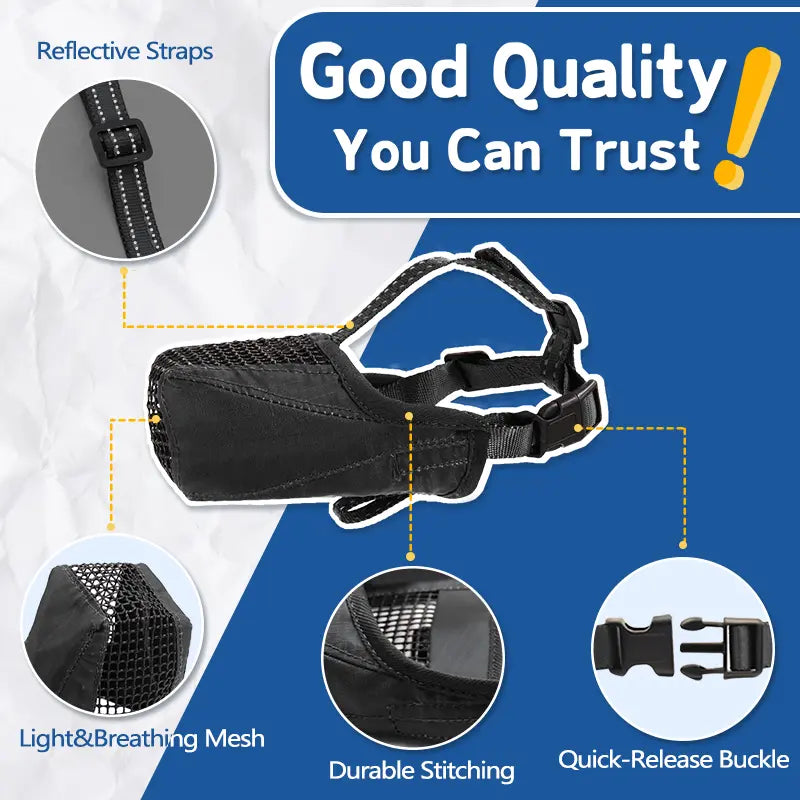 SUPET Soft Mesh No Barking Dog Muzzle - Designed for Comfort and Ease of Use, Versatile for Dogs of All Sizes