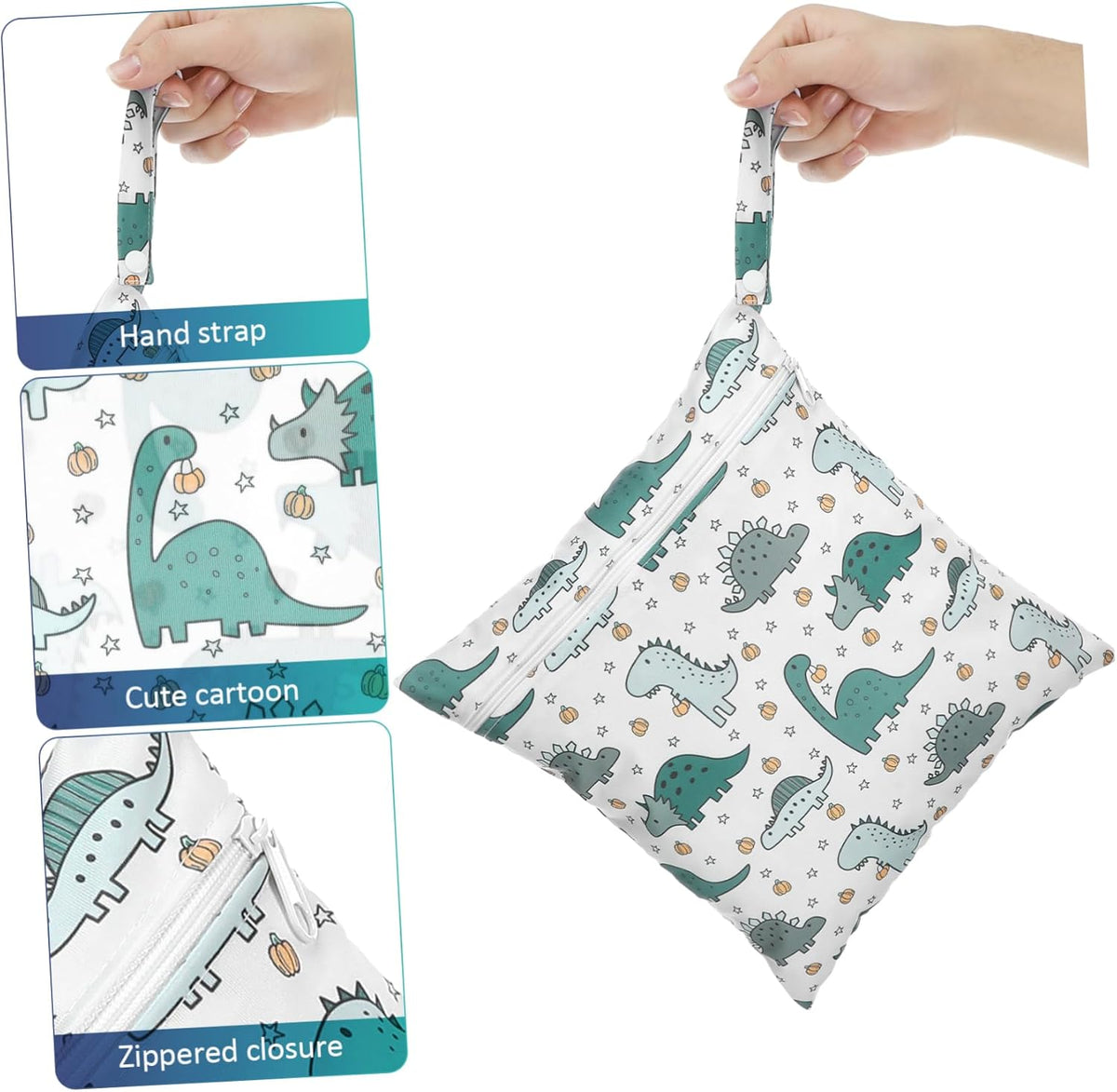 2Pcs Cartoon Zippered Wet Bags Reusable Storage Pouches Diaper Bag Organizer for Swimmers Daycare Parents