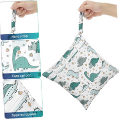 2Pcs Cartoon Zippered Wet Bags Reusable Storage Pouches Diaper Bag Organizer for Swimmers Daycare Parents