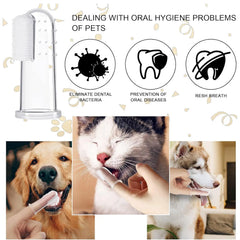 Dog Finger Toothbrush Set, 5 Counts/Set Finger Toothbrush with Silicone Bristles & 16 round Particles, Pet Oral Care Tool for All Pets