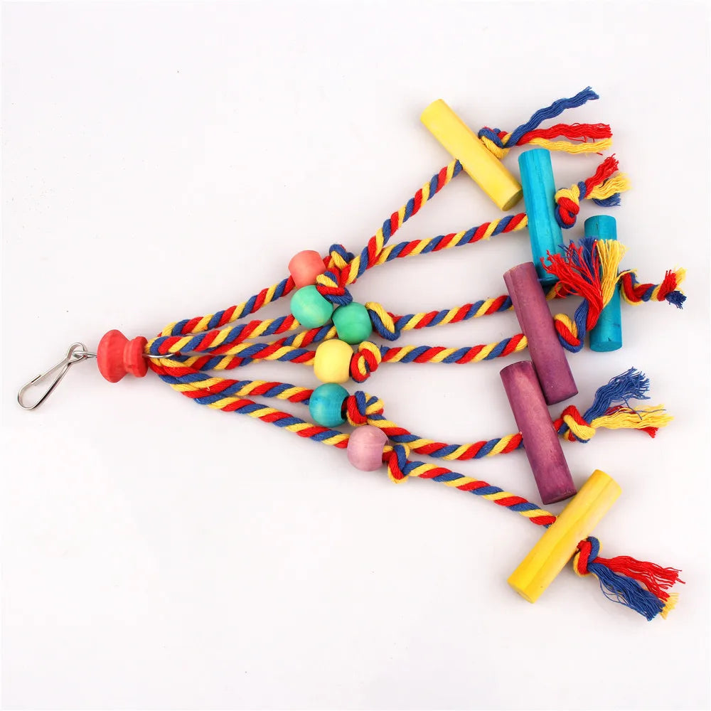 Random Colors Bird Accessories Wood Chewing Toy Birds Rope Parrot Toys Cage Resistant Small Large Bird Toy Parrots Training