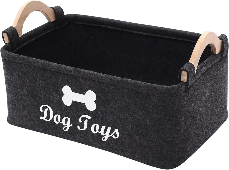 Felt Pet Toy Box and Dog Toy Box Storage Basket Chest Organizer - Perfect for Organizing Pet Toys, Blankets, Leashes and Food