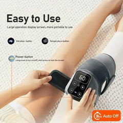 Electric Cordless Knee Massager, Electric Heated Knee Brace, 5 Heat Levels & 3 Massage Modes, Suitable for Men and Women, Include Knee Strap Combo