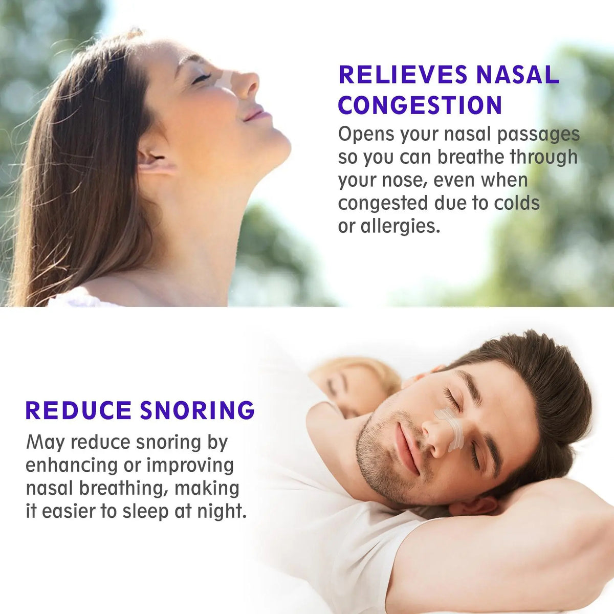 Nasal Care Tools, 60Pcs Nose Strips for Breathing, Drug-Free, Nasal Strips for Snoring Relief, Nasal Congestion Relief Due to Colds & Allergies