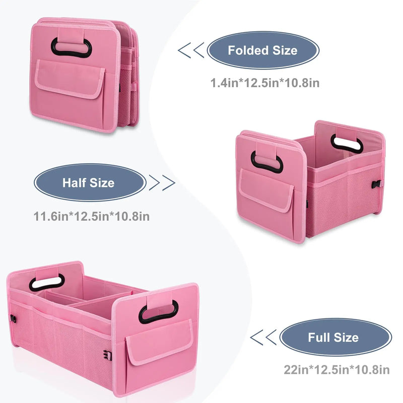 Standard Size Car Trunk Organizer Car Storage with 9 Pockets Collapsible Multi Compartment Waterproof Adjustable Straps for SUV, Truck, Sedan, Minivan