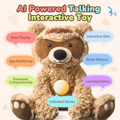 MOREXIMI AI Talking Teddy Bear – Chatgpt Powered Interactive Plush Toy with Magnetic Safety Core, Real-Time Voice Learning & Storytelling Companion for Kids Ages 3+