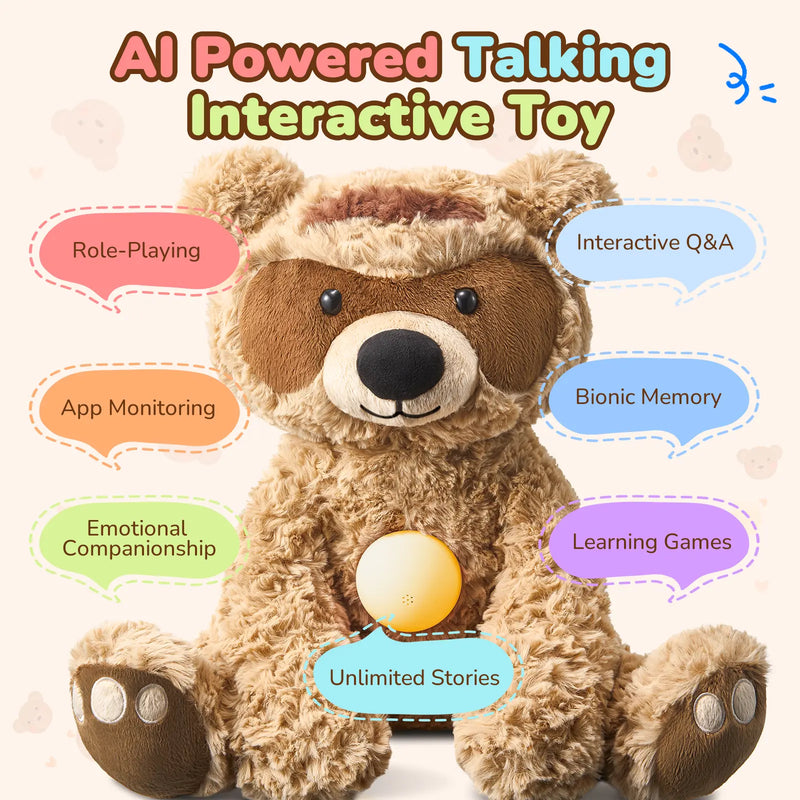 MOREXIMI AI Talking Teddy Bear – Chatgpt Powered Interactive Plush Toy with Magnetic Safety Core, Real-Time Voice Learning & Storytelling Companion for Kids Ages 3+