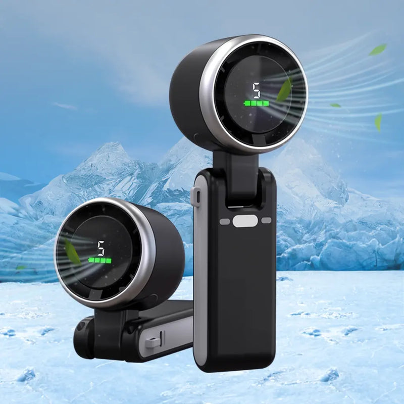 2026 New 3-In-1 Portable Neck & Handheld Fan, 5 Wind Speeds Digital Display, USB Rechargeable Personal Cooling Fan for Summer Outdoor, Travel, Commute, the Battery Has a Large Capacity and Long Endurance