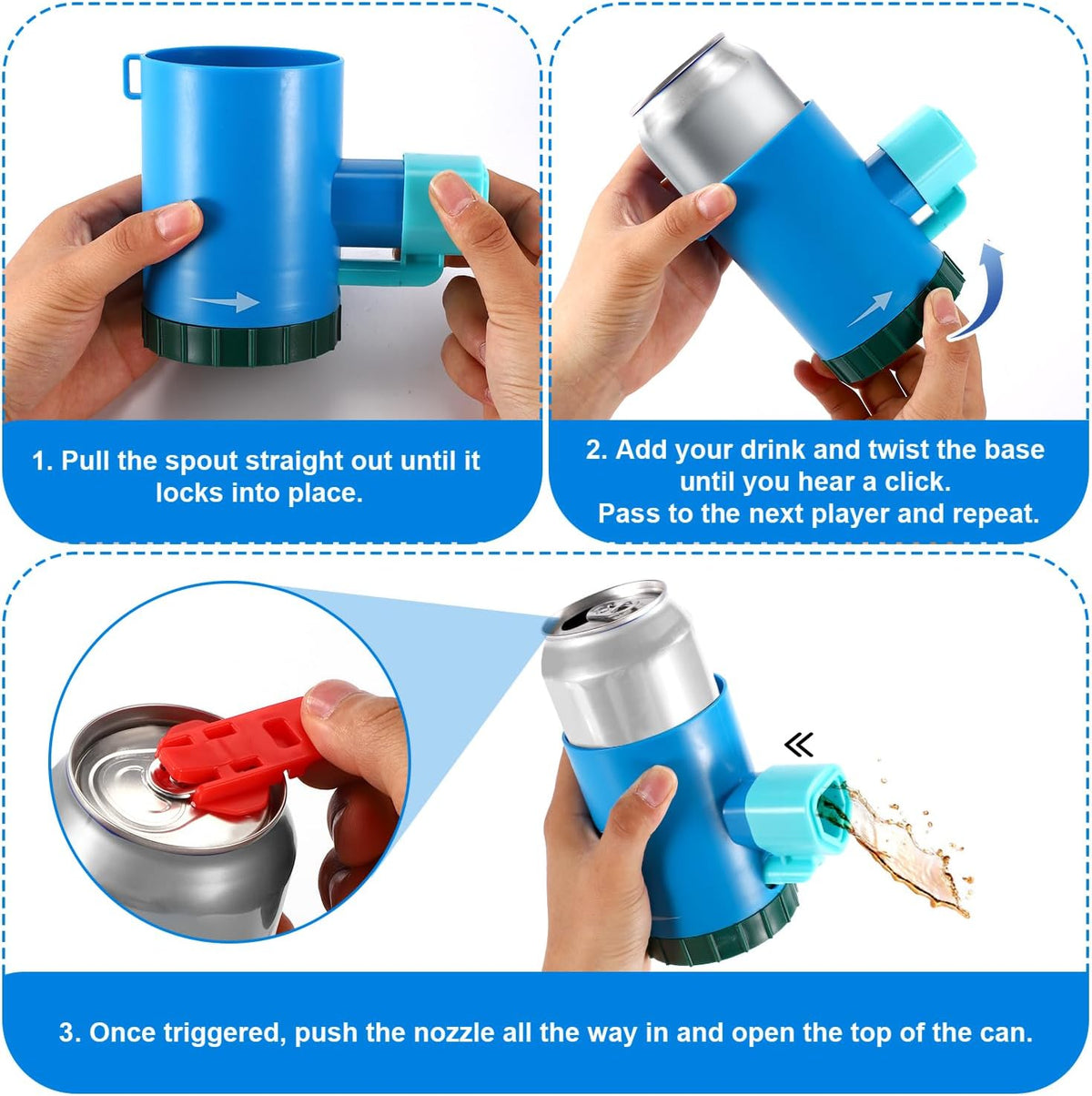 7Pcs Shotgun Roulette Game Set, Include Shotgun Roulette and Manual Easy Can Openers Fun Party Game for Bachelor Parties BBQ Pregame Family Gatherings(Blue)
