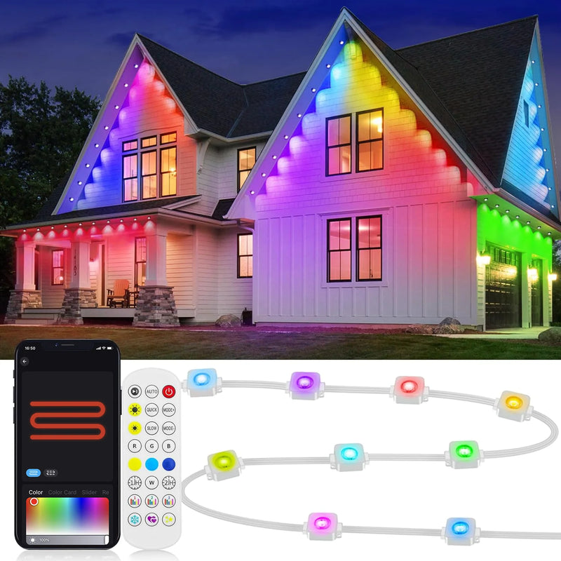 Permanent Outdoor Lights Smart RGBIC LED Eaves Lights with App/Remote Control Full House Flashing Lighting Christmas Decor