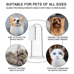 Dog Finger Toothbrush Set, 5 Counts/Set Finger Toothbrush with Silicone Bristles & 16 round Particles, Pet Oral Care Tool for All Pets