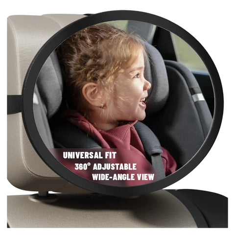 Baby Car Mirror for Rear Facing Infant - Shatterproof Acrylic, 360° Rotation, Clear Wide View, Easy Install, Secure & Steady, 8.5 X 7 X 2.4 Inches