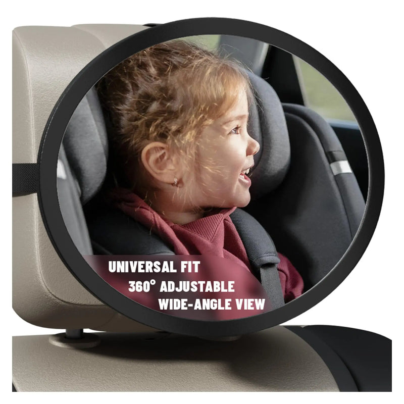 Baby Car Mirror for Rear Facing Infant - Shatterproof Acrylic, 360° Rotation, Clear Wide View, Easy Install, Secure & Steady, 8.5 X 7 X 2.4 Inches