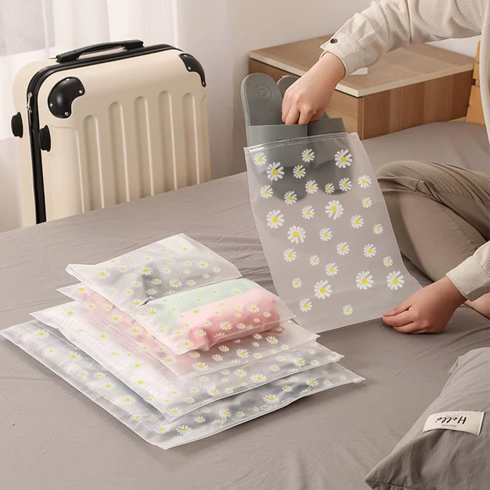 10 Pack Travel Storage Bags for Clothes, Clear Reusable Bags Plastic Ziplock Bags Luggage Organizer Pouch for Clothes Towels