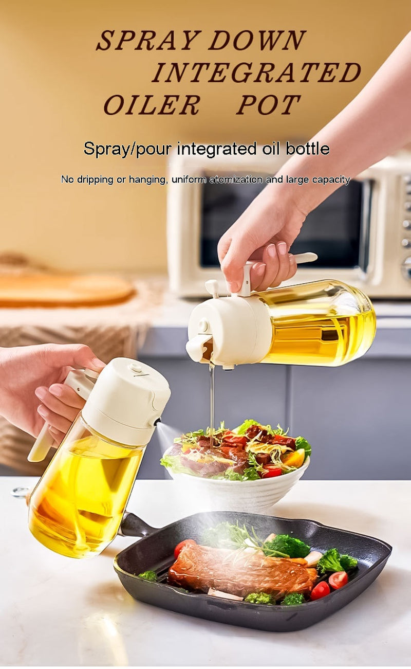 470ML Olive Oil Sprayer Dispenser for Cooking BBQ 2 in 1 Glass Oil Vinegar Soy Sauce Spray Kitchen Oil Bottle for Air Fryer