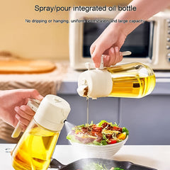 470ML Olive Oil Sprayer Dispenser for Cooking BBQ 2 in 1 Glass Oil Vinegar Soy Sauce Spray Kitchen Oil Bottle for Air Fryer