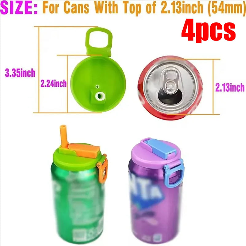 Travel Soda Lid Soda Lid Cover Reusable Silicone Soda Lids with Straws Bpa-Free Covers for Standard Beverage Cans for Picnics