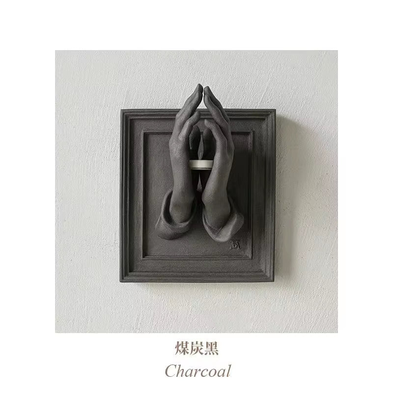 Nordic Pray Hands Sculpture Ornaments Wall Candlestick Wall Hanging Decoration Pendant Home Statue Decor Handicraft Gift