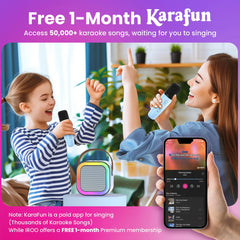 KINGLUCKY Mini Karaoke Machine with 2 Wireless Microphones Bluetooth 5.3 Speaker LED Nightlight IPX4 Water Resistant Portable DVD Player for Halloween Birthday Gifts