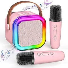 KINGLUCKY Mini Karaoke Machine with 2 Wireless Microphones Bluetooth 5.3 Speaker LED Nightlight IPX4 Water Resistant Portable DVD Player for Halloween Birthday Gifts