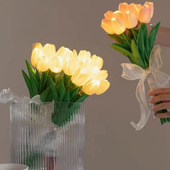 5/10Pcs LED Tulips Bouquet Night Light for Home Garden Artificial Flowers PU Tulip Fake Flower Decoration Wedding Birthday Gift