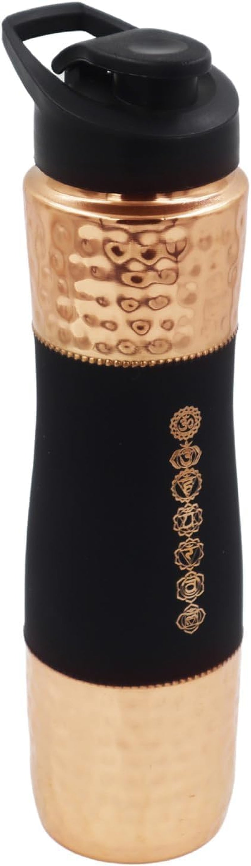 Pure Copper Water Bottle with Sipper, 1000 Ml Capacity for Ayurveda Health Benefits - 7 Chakras Engraved